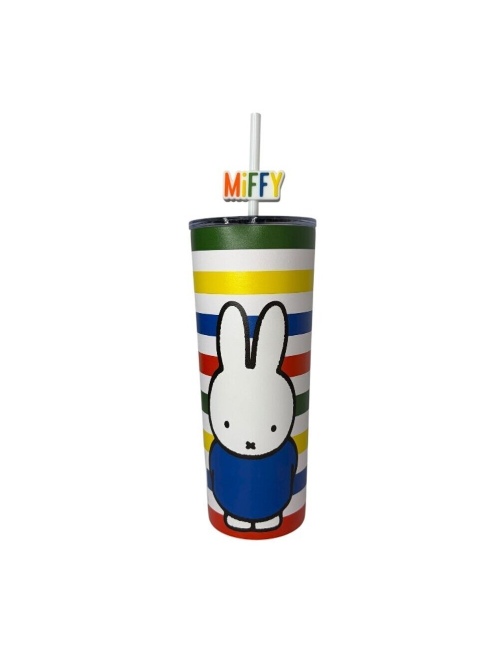 Miffy Bunny Rainbow Striped Stainless Steel Tumbler with Straw & Cover Mercis NE